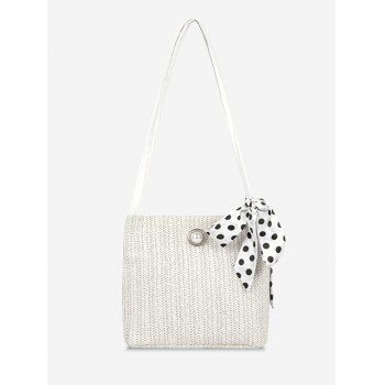 

Woven Faux Pearl Embellished Shoulder Bag, Warm white