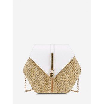 

Hexagon Woven Tassel Crossbody Bag, Milk white