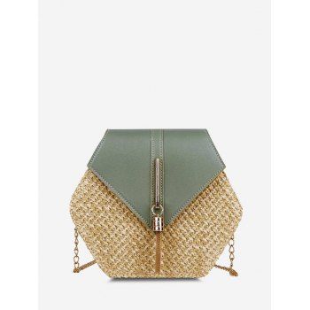 

Hexagon Woven Tassel Crossbody Bag, Light green
