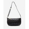 Sac à Bandoulière Matelassé Chaîne en Treillis - Noir 