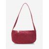 Mini Sac à Bandoulière en Couleur Unie en Velours Côtelé - Rouge Vineux 