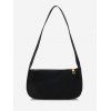 Mini Sac à Bandoulière en Couleur Unie en Velours Côtelé - Noir 