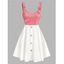 Sleeveless Buckle Strap Mock Button Contrast Dress - LIGHT PINK XXXL