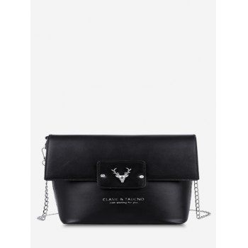 

Elk Head Embossed Letter Pattern Bucket Bag, Black