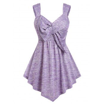 

Plus Size Bowknot Space Dye Irregular Tank Top, Purple