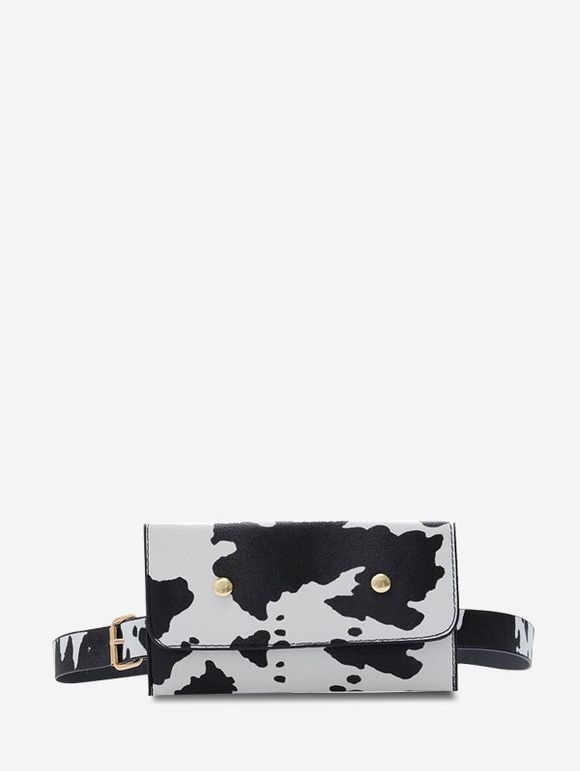 Sac Ceinture Amovible à Imprimé Vache - Blanc Lait 
