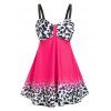 Maillot de Bain Tankini à Imprimé Vache à Taille Empire de Grande Taille - multicolor 1X