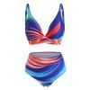 Maillot de Bain Bikini Ombre Rayé Plongeant - multicolor S