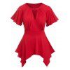 T-shirt Mouchoir à Manches Flottantes - Rouge foncé L