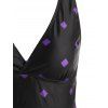 Maillot de Bain Tankini Croisé Modeste Jupé Au Dos à Imprimé à Col Plongeant de Plage - Pourpre M