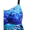 Mermaid Print Ruched Empire Waist Tankini Swimwear - BLUE S