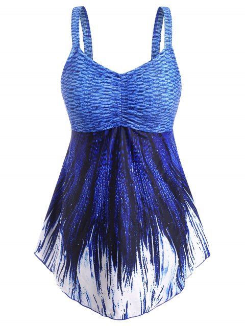 Maillot de Bain Tankini Sirène à Taille Empire à Volants