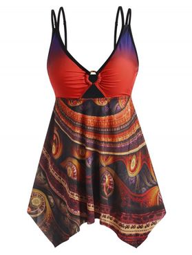Bohemian Ombre O Ring Handkerchief Tankini Swimwear