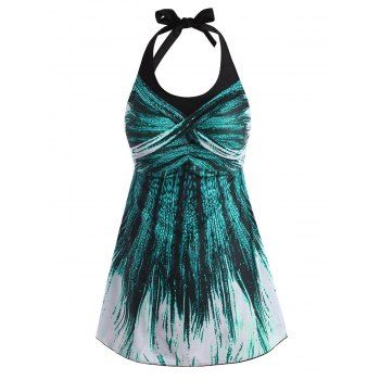 

Modest Swimsuit Ombre Backless Halter Corset Twisted Tankini Swimwear, Light green