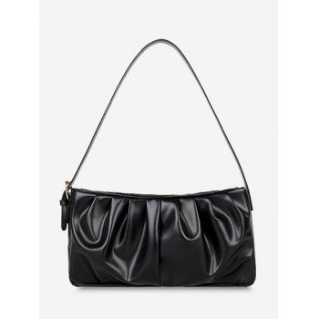 

Solid Ruched Soft Shoulder Bag, Black