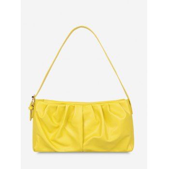 

Solid Ruched Soft Shoulder Bag, Sun yellow