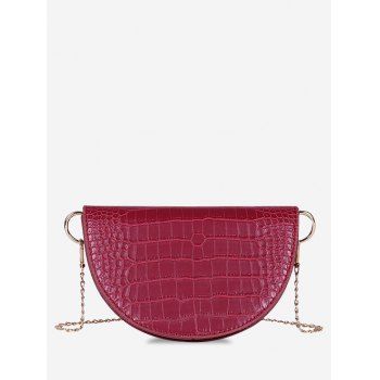 

Semicircle Embossed Chain Shoulder Bag, Red wine
