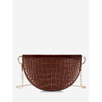 

Semicircle Embossed Chain Shoulder Bag, Deep brown