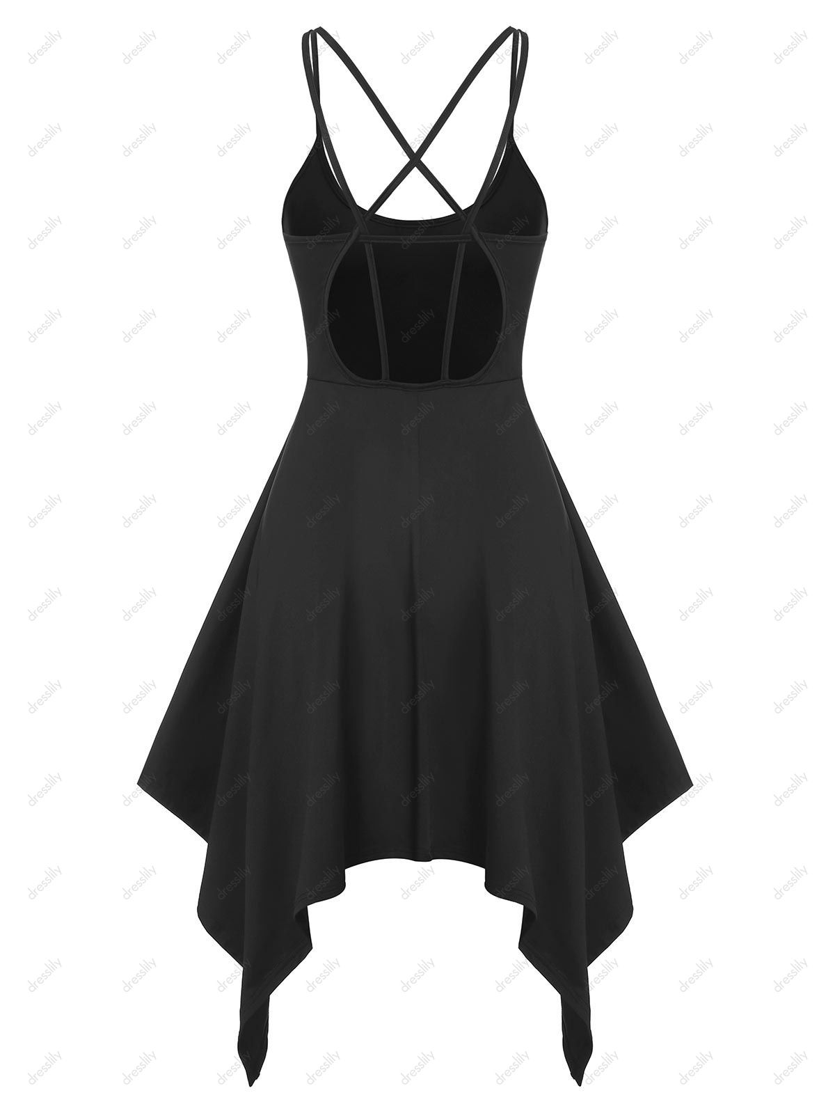 [27% Off] 2021 Spaghetti Strap Open Back Handkerchief Dress In Black 