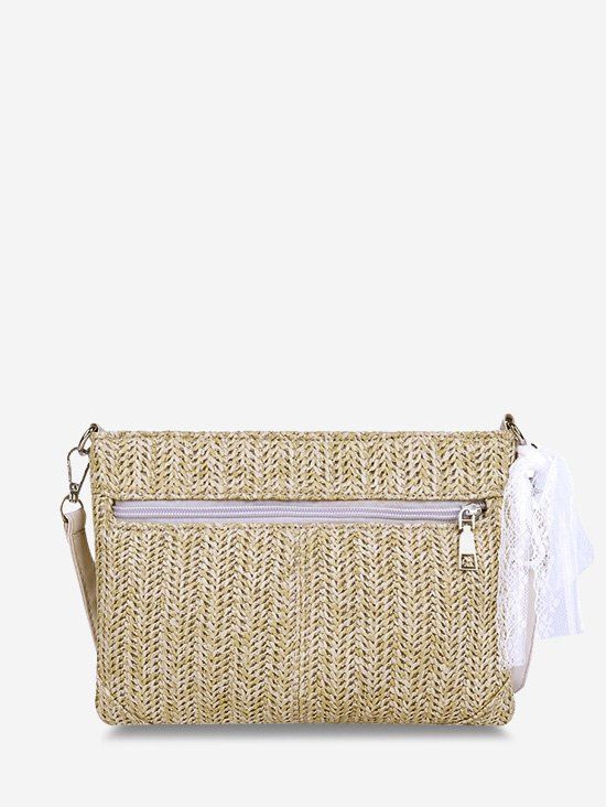 Sac à Bandoulière Tressé en Dentelle en Chanvre - Kaki Léger 