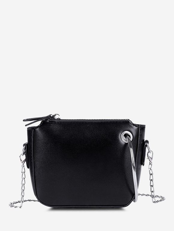 Sac à Bandoulière avec Chaîne et Orné D'une Bague - Noir 