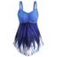 Maillot de Bain Tankini Sirène à Taille Empire à Volants - Bleu S