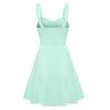 Pastel Color Summer Button Up Cupped Flare Cami Dress - LIGHT GREEN XL