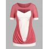 T-shirt Découpé Plissé 2 en 1 - Rose clair 2X