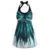 Modest Swimsuit Ombre Backless Halter Corset Twisted Tankini Swimwear - BLUE M