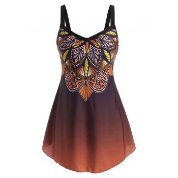 

Bohemian Ombre Backless Tankini Swimwear, Dark orange