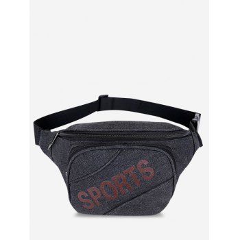 

Letters Pattern Phone Canvas Waist Bag, Black