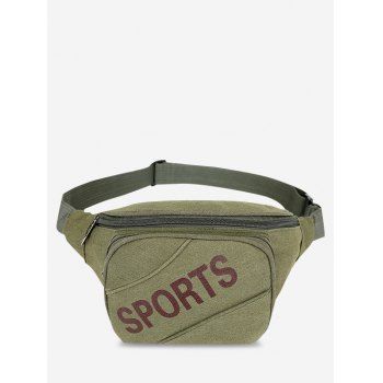 

Letters Pattern Phone Canvas Waist Bag, Fern green