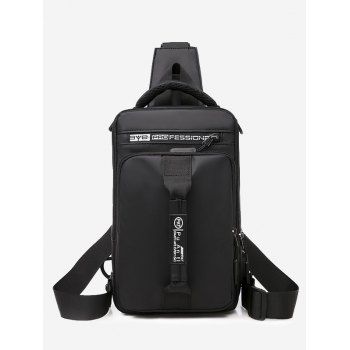 

Business Letter Print USB Interface Shoulder Bag, Black