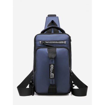 

Business Letter Print USB Interface Shoulder Bag, Deep blue