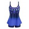 Maillot de Bain Tankini à Imprimé Ombré sans Dos de Grande Taille - Bleu 1X