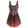 Maillot de Bain Tankini Ombré sans Dos Style Bohémien - Orange Foncé S