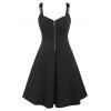 Robe Longueur à Genou Zippée de Grande Taille avec Chaîne - Noir 4X