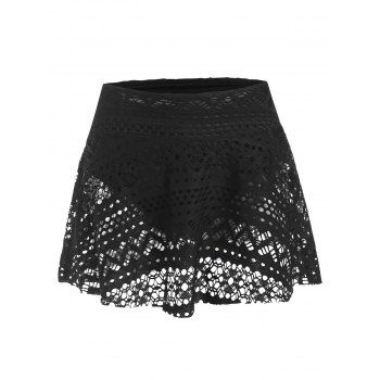 

Guipure Lace Plain Skirted Swim Bottom, Black