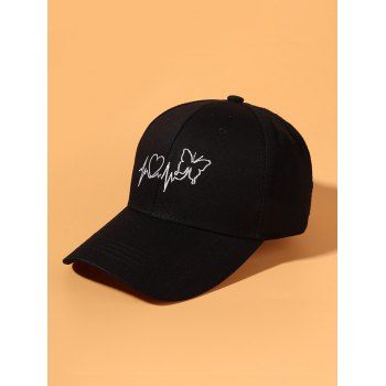 

Embroidery Butterfly Heart ECG Baseball Cap, Black