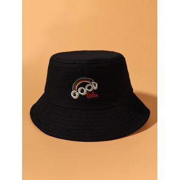 

Letter Rainbow Embroidery Bucket Hat, Black