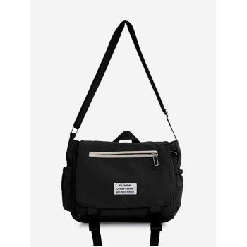 

Casual Letter Label Student Messenger Bag, Black