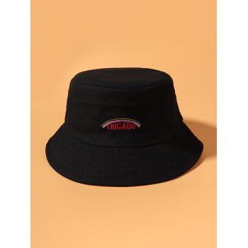 

Embroidered Graphic Rainbow Bucket Hat, Black