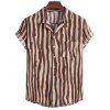 Chemise à Manches Courtes Motif Rayures Irrégulières - café L
