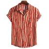 Chemise à Manches Courtes Motif Rayures Irrégulières - Rouge L
