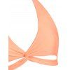 Maillot de Bain Bikini Rayé Tordu à Taille Haute à Col Halter - orange clair M