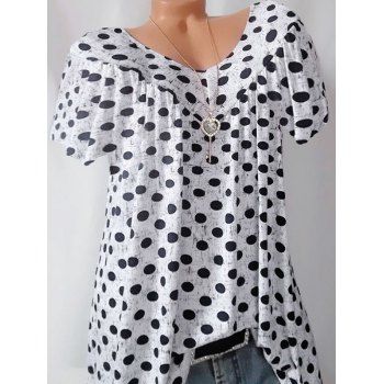 

Plus Size Polka Dot Short Sleeve Top, White