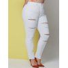Pantalon Moulant Découpé en Couleur Unie de Grande Taille - Blanc 4XL