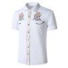 Skull Rose Flower Embroidered Metallic Thread Shirt - WHITE XXL