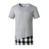 Plaid Print Side Slit Faux Twinset T-shirt - WHITE XXL
