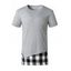 Plaid Print Side Slit Faux Twinset T-shirt - LIGHT GRAY M